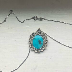 Unhallmarked silver and turquoise necklace